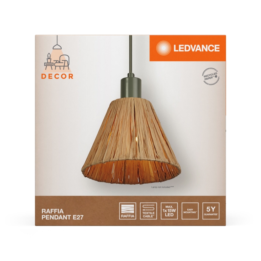 Ledvance - Ljuskrona med textilsladd DECOR RAFFIA 1xE27/15W/230V