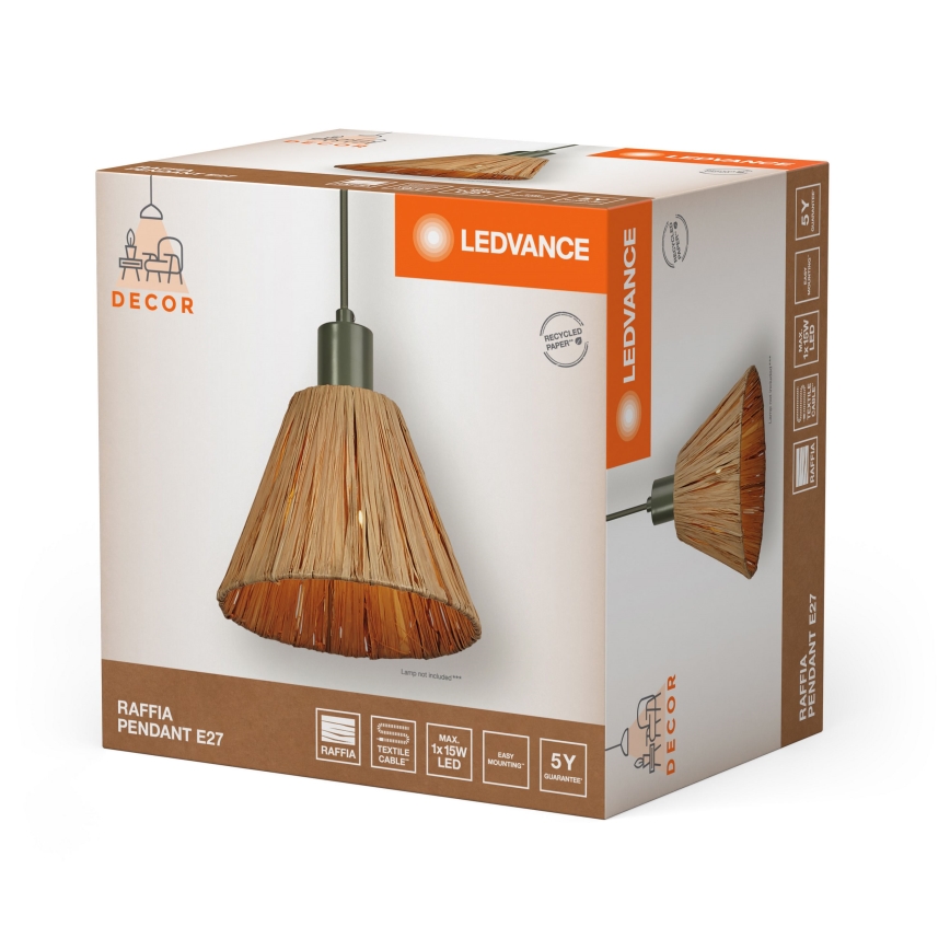 Ledvance - Ljuskrona med textilsladd DECOR RAFFIA 1xE27/15W/230V