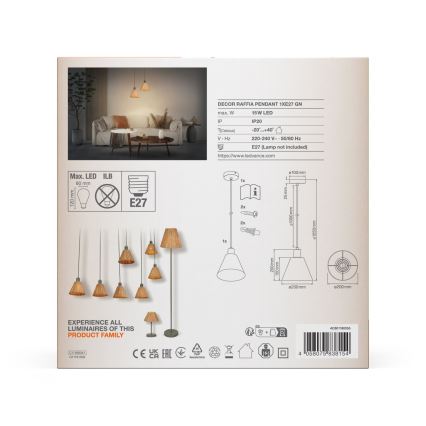 Ledvance - Ljuskrona med textilsladd DECOR RAFFIA 1xE27/15W/230V