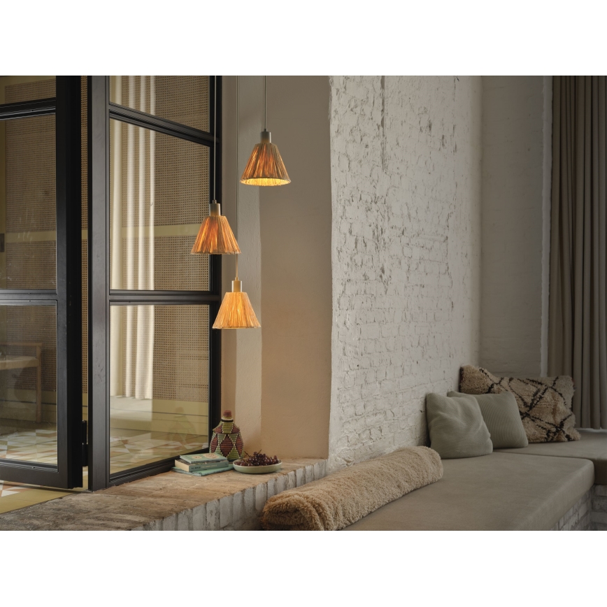 Ledvance - Ljuskrona med textilsladd DECOR RAFFIA 3xE27/15W/230V raffiabaster