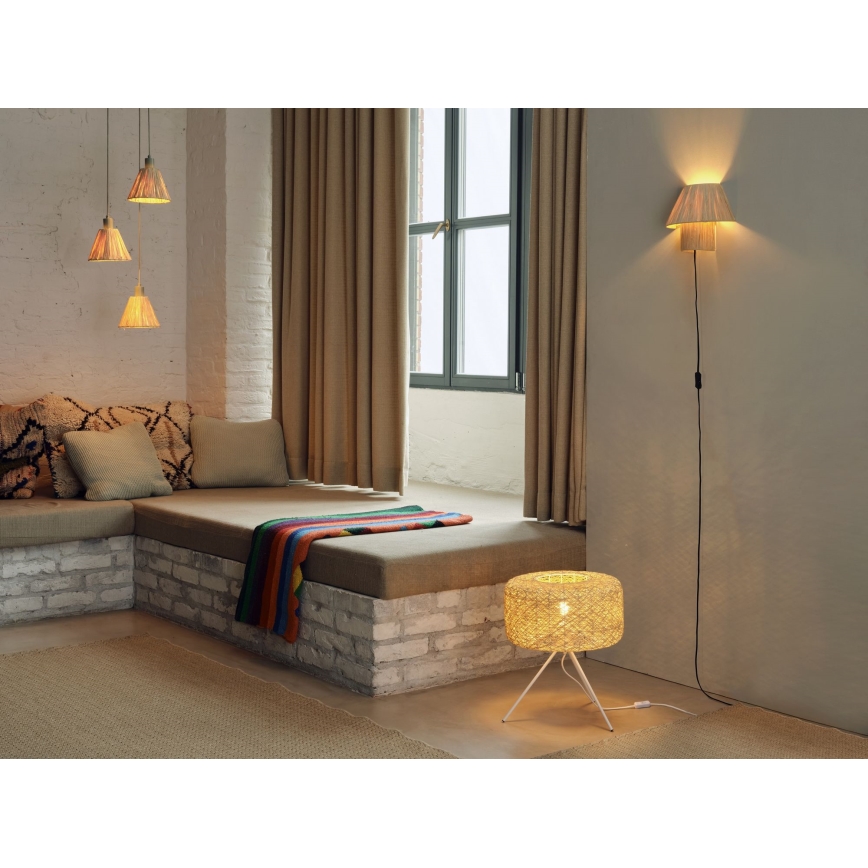 Ledvance - Ljuskrona med textilsladd DECOR RAFFIA 3xE27/15W/230V raffiabaster