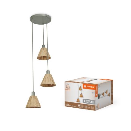 Ledvance - Ljuskrona med textilsladd DECOR RAFFIA 3xE27/15W/230V raffiabaster