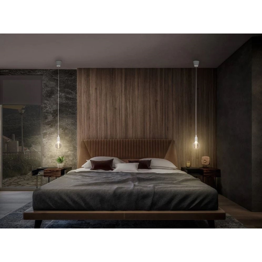 Ledvance - Ljuskrona med textilsladd PENDULUM BELL 1xE27/15W/230V vit