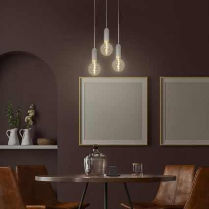 Ledvance - Ljuskrona med textilsladd PENDULUM ROUND 1xE27/15W/230V vit