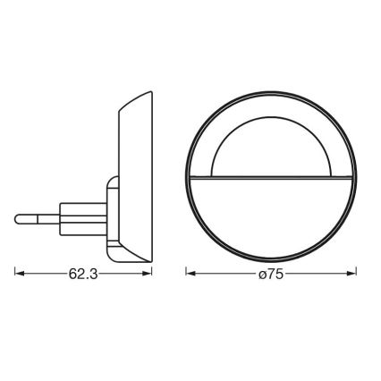 Ledvance - LED Dimbar nattlampa LUNETTA LED/0,7W/230V