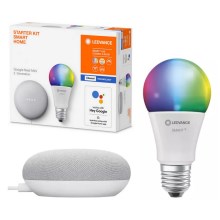Ledvance - Smart Högtalare Google Nest Mini + LED RGBW glödlampa SMART+