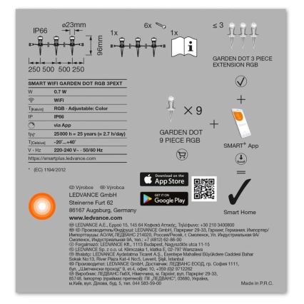 Ledvance - LED RGB Utomhus förlängningsset SMART+ DOT 3xLED/0,7W/230V IP65 Wi-Fi