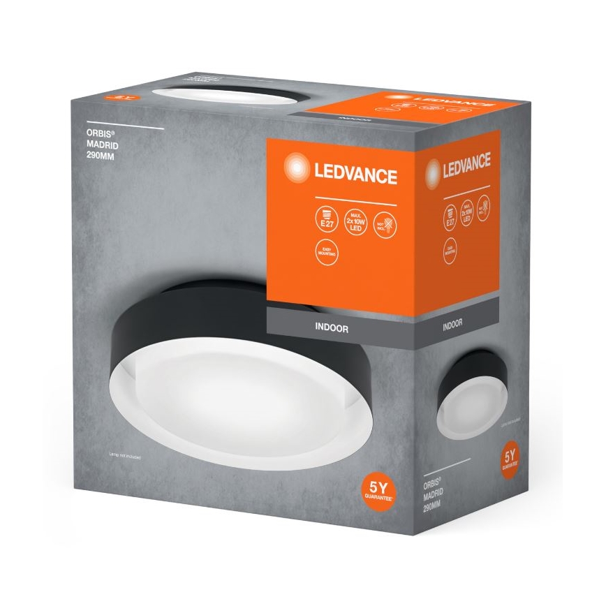 Ledvance - Taklampa ORBIS MADRID 2xE27/10W/230V svart