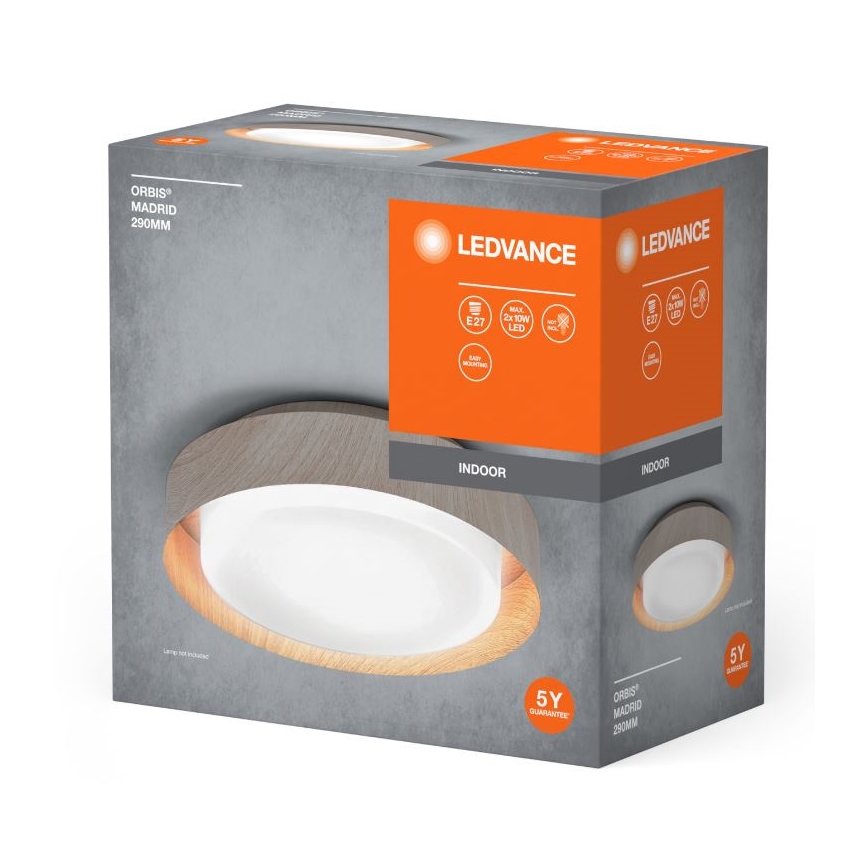Ledvance - Taklampa ORBIS MADRID 2xE27/10W/230V trä