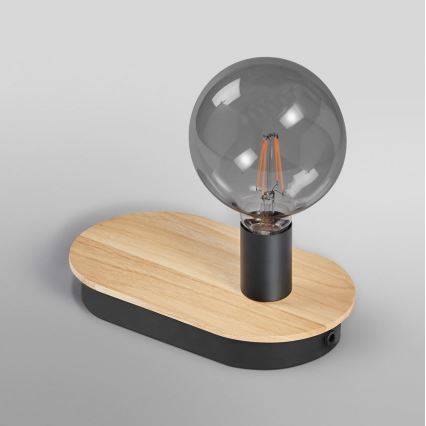 Ledvance - Touchbordslampa med USB-kontakt DECOR WOOD 1xE27/8W/230V gummiträ