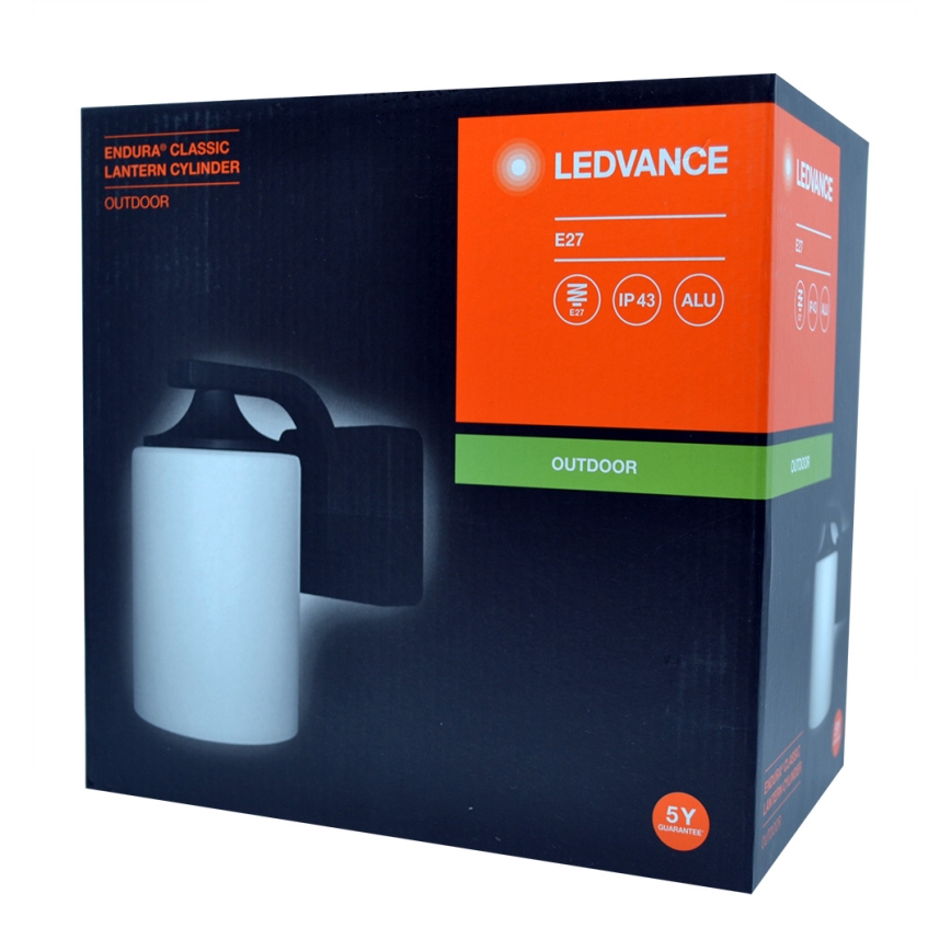Ledvance - Utomhus Väggbelysning CYLINDER 1xE27/60W/230V IP43 svart