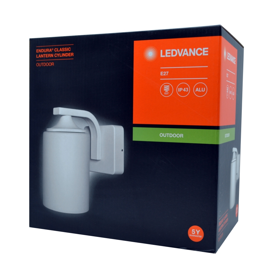 Ledvance - Utomhus Väggbelysning CYLINDER 1xE27/60W/230V IP43 vit