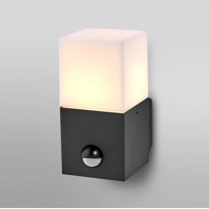 Ledvance - Utomhus vägglampa med sensor FIGO SQUARE 1xE27/20W/230V