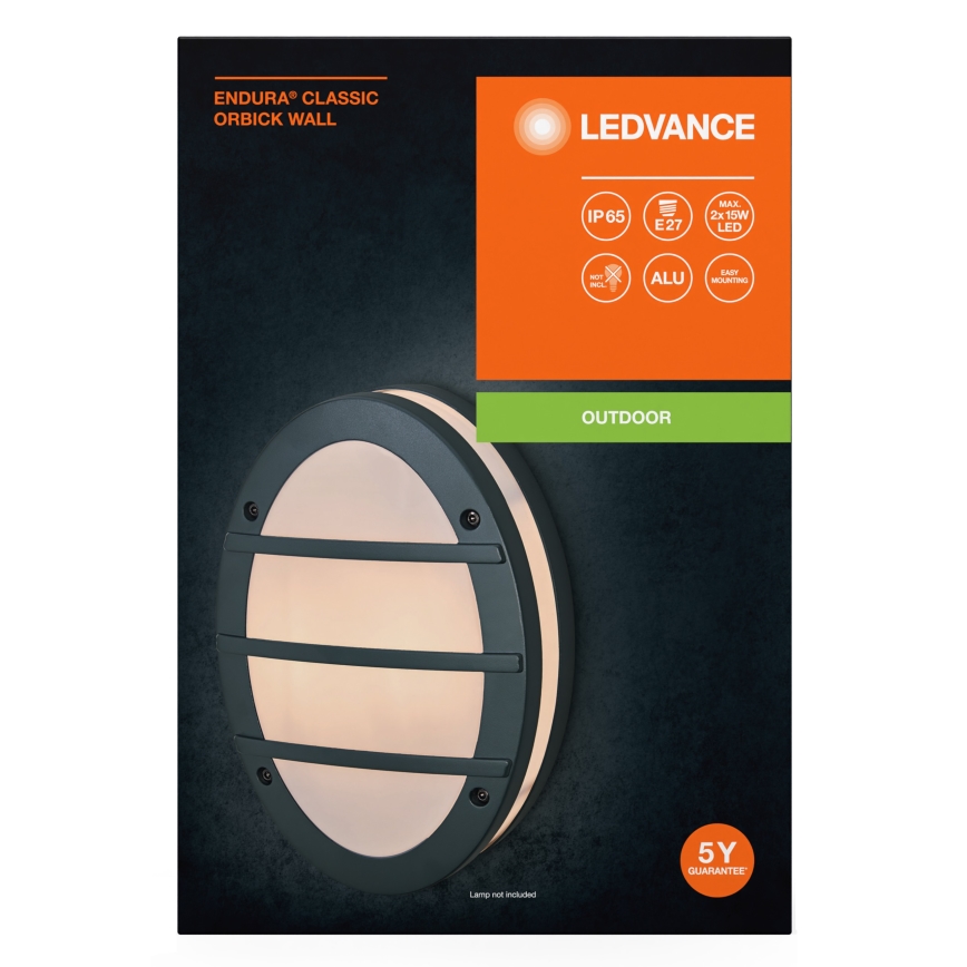 Ledvance - Vägglampa för utomhusbruk ORBICK 2xE27/18W/230V IP65