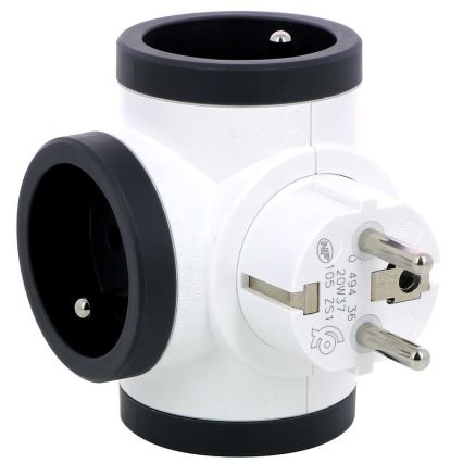 Legrand 049436 - Uttagssplitter swivel 3Z Typ E vit/svart