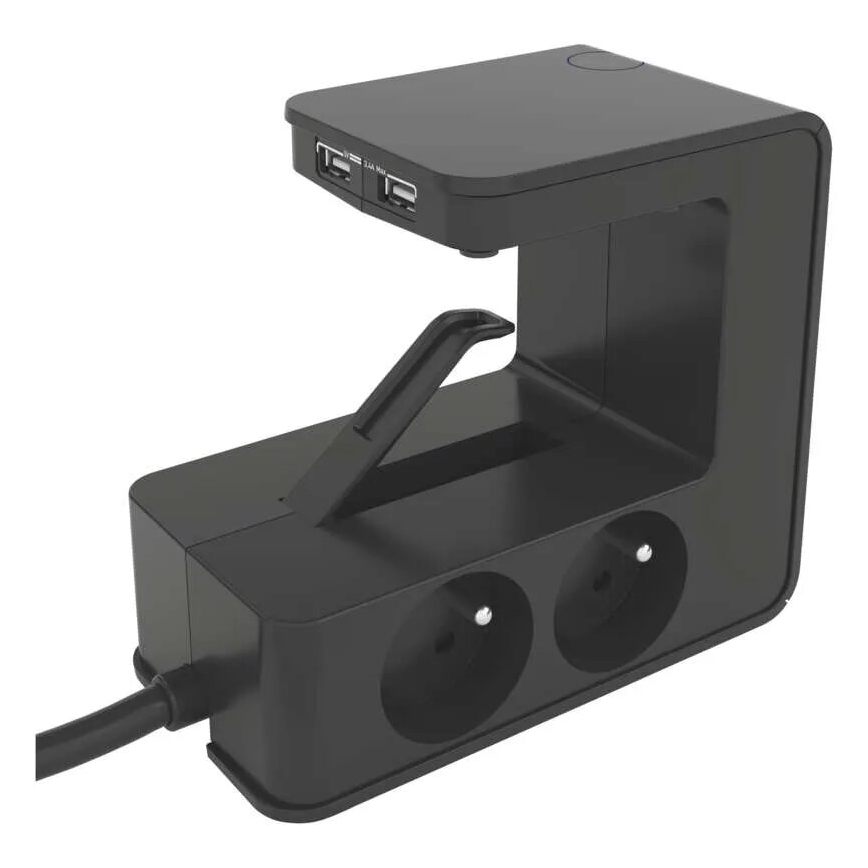 Legrand 050412 - Förlängningssladd med strömbrytare för bords 4Z Typ E + 2x USB-A 1,5m svart