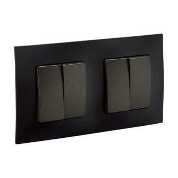 Legrand - 2x dubbel seriebrytare nr. 5 med ram NILOE svart