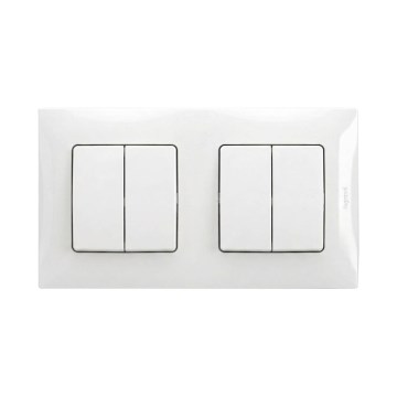 Legrand - 2x Dubbel seriebrytare nr. 5 med ram NILOE, vit