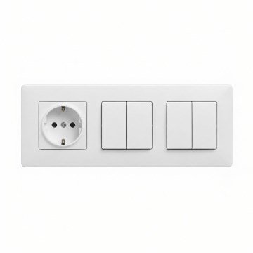 Legrand - 2x dubbel seriebrytare nr. 5 och SCHUKO-vägguttag med ram NILOE STEP 250V vit