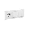 Legrand - 2x dubbel seriebrytare nr 5 och SCHUKO-vägguttag med ram SUNO 250V vit