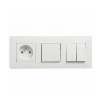 Legrand - 2x dubbel seriebrytare nr. 5 och vägguttag med ram NILOE STEP 250V vit