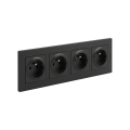 Legrand - 4-vägsuttag med ram NILOE STEP 250V svart