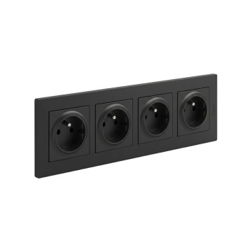 Legrand - 4-vägsuttag med ram NILOE STEP 250V svart