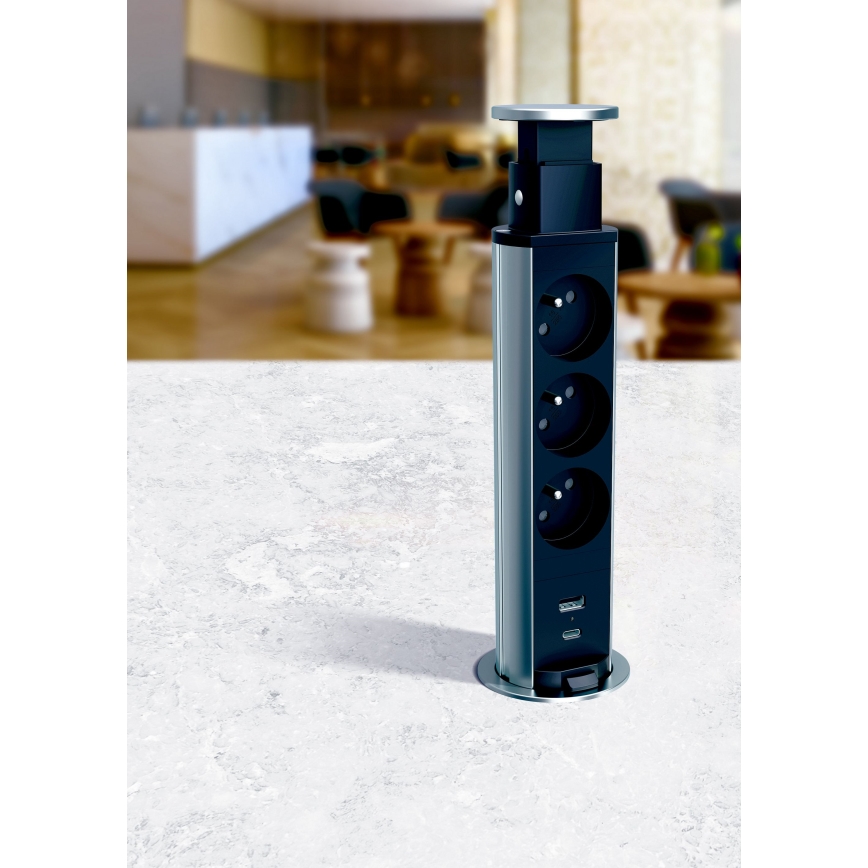 Legrand 654970 - Uttagspelare för bordsskiva 3x230V + USB-A + USB-C