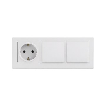 Legrand - Dubbel enpolig strömbrytare nr. 1 och SCHUKO vägguttag med ram NILOE STEP 250V vit