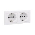 Legrand - Dubbel hushållsuttag SCHUKO med ram SUNO 250V vit