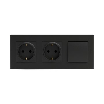 Legrand - Dubbel SCHUKO-hushållsuttag och en enpolig strömbrytare nr. 1 NILOE STEP 250V svart
