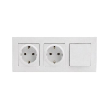 Legrand - Dubbel SCHUKO-uttag för hushåll och enpolig strömbrytare nr 1 med ram NILOE STEP 250V vit