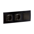 Legrand - Dubbel SCHUKO-uttag och enpolig strömbrytare nr. 1 med NILOE-ram 250V svart
