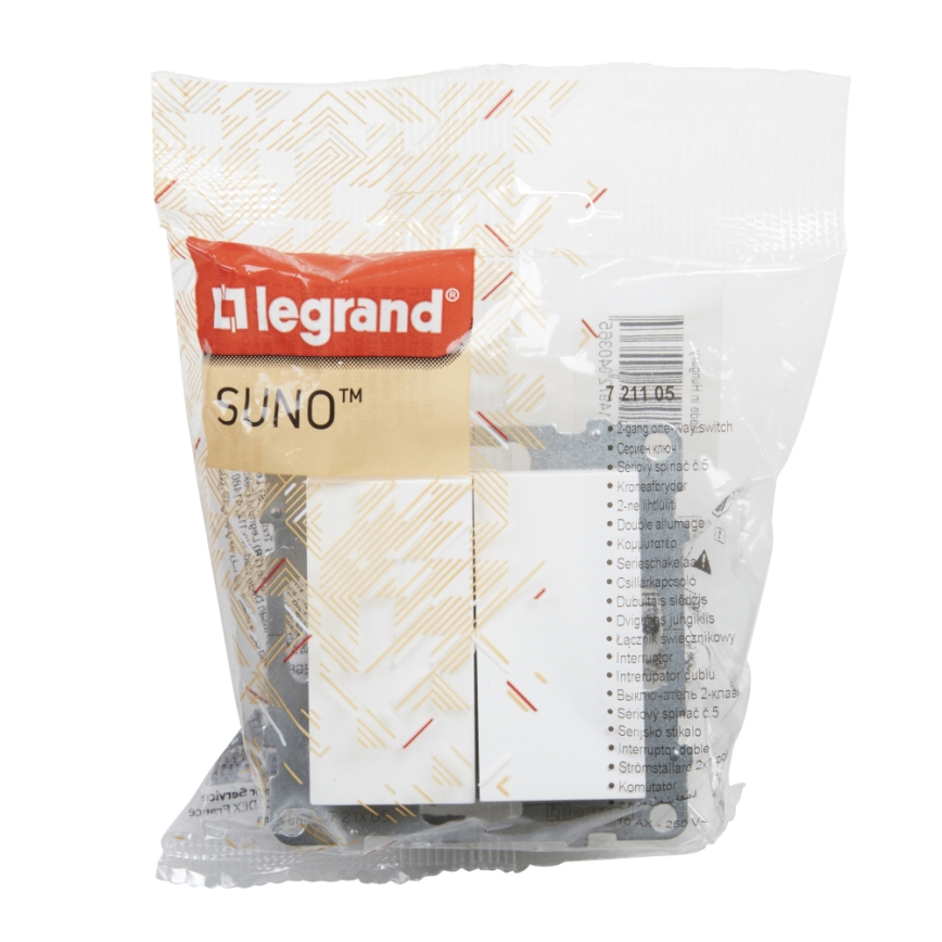 Legrand - Dubbel seriebrytare č. 5 utan ram SUNO vit