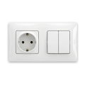 Legrand - Dubbel seriebrytare nr 5 och hushållsuttag SCHUKO med NILOE-ram, 250 V, vit