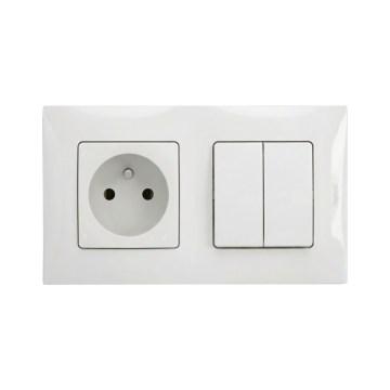 Legrand - Dubbel seriebrytare nr. 5 och vägguttag med ram NILOE 250V vit