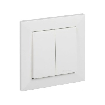 Legrand - Dubbel strömbrytare nr 5 med ram SUNO vit