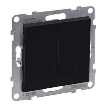 Legrand - Dubbel trappbrytare č. 6+6 utan ram SUNO svart