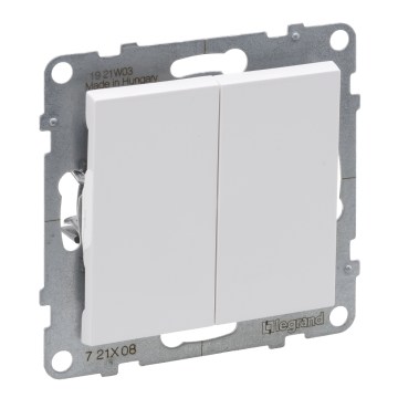 Legrand - Dubbel trappbrytare č. 6+6 utan ram SUNO vit