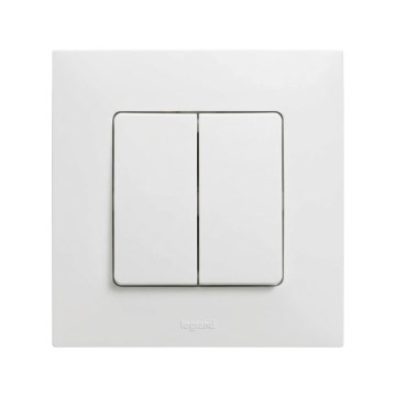 Legrand - Dubbel trappbrytare nr. 6+6 med NILOE-ram, vit