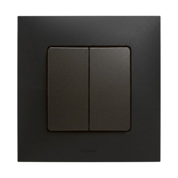 Legrand - Dubbel trappbrytare nr. 6+6 med ram NILOE svart