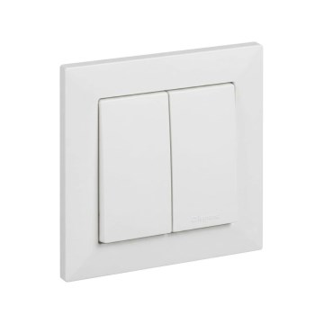 Legrand - Dubbel trappströmbrytare nr. 6+6 med ram SUNO vit