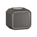 Legrand - Dubbel trappströmbrytare nr. 6+6 PLEXO IP55 antracit