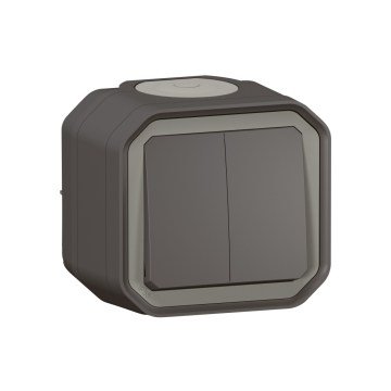 Legrand - Dubbel trappströmbrytare nr. 6+6 PLEXO IP55 antracit