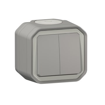 Legrand - Dubbel trappströmbrytare nr. 6+6 PLEXO IP55, grå