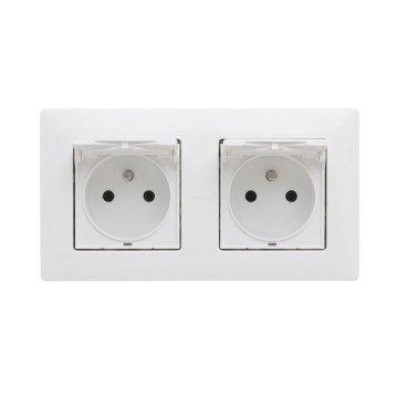Legrand - Dubbel utomhusuttag för hushållsbruk med ram NILOE STEP 250V IP44 vit