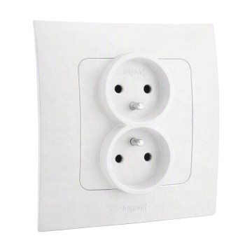 Legrand - Dubbelt eluttag för hemmet med ram NILOE 250V vit