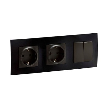 Legrand - Dubbelt SCHUKO-uttag för hushåll och dubbel seriebrytare nr. 5 med ram NILOE 250V vit