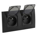 Legrand - Dubbelt utomhusuttag NILOE 250V IP44 svart