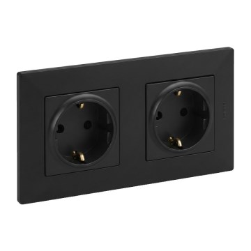 Legrand - Dubbelt vägguttag SCHUKO NILOE STEP 250V svart